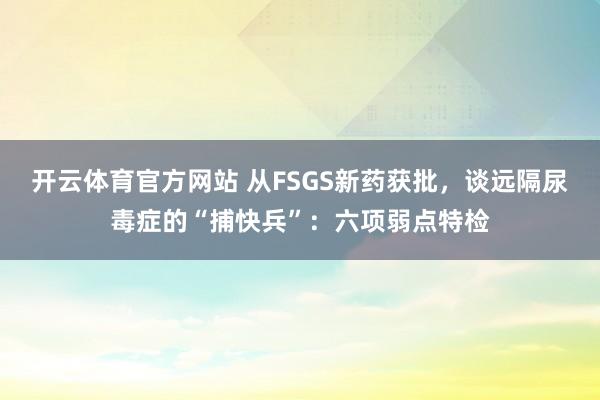 开云体育官方网站 从FSGS新药获批，谈远隔尿毒症的“捕快兵”：六项弱点特检