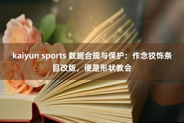 kaiyun sports 数据合规与保护：作念狡饰条目改版，便是形状教会