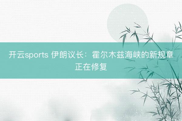 开云sports 伊朗议长：霍尔木兹海峡的新规章正在修复